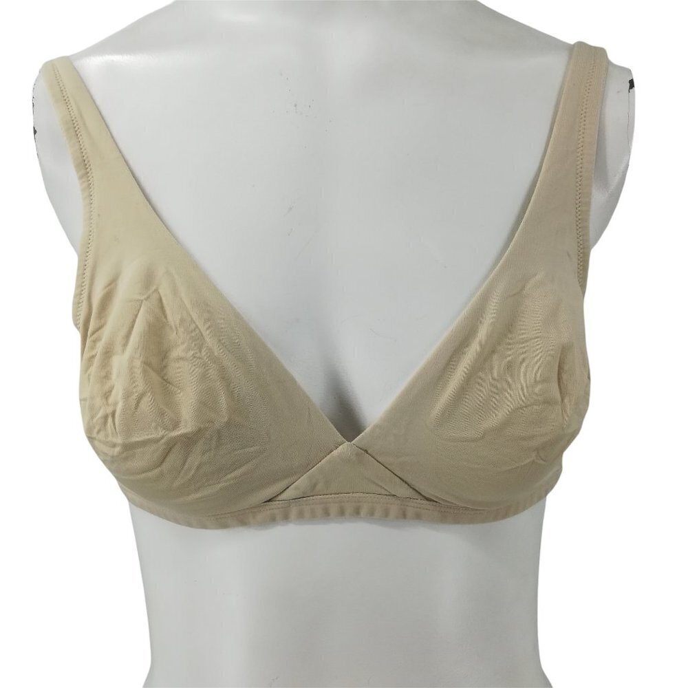 Lands End Soft Cup Bra Size 36B Wire Free Nude Tan Beige Stretch Adjustable